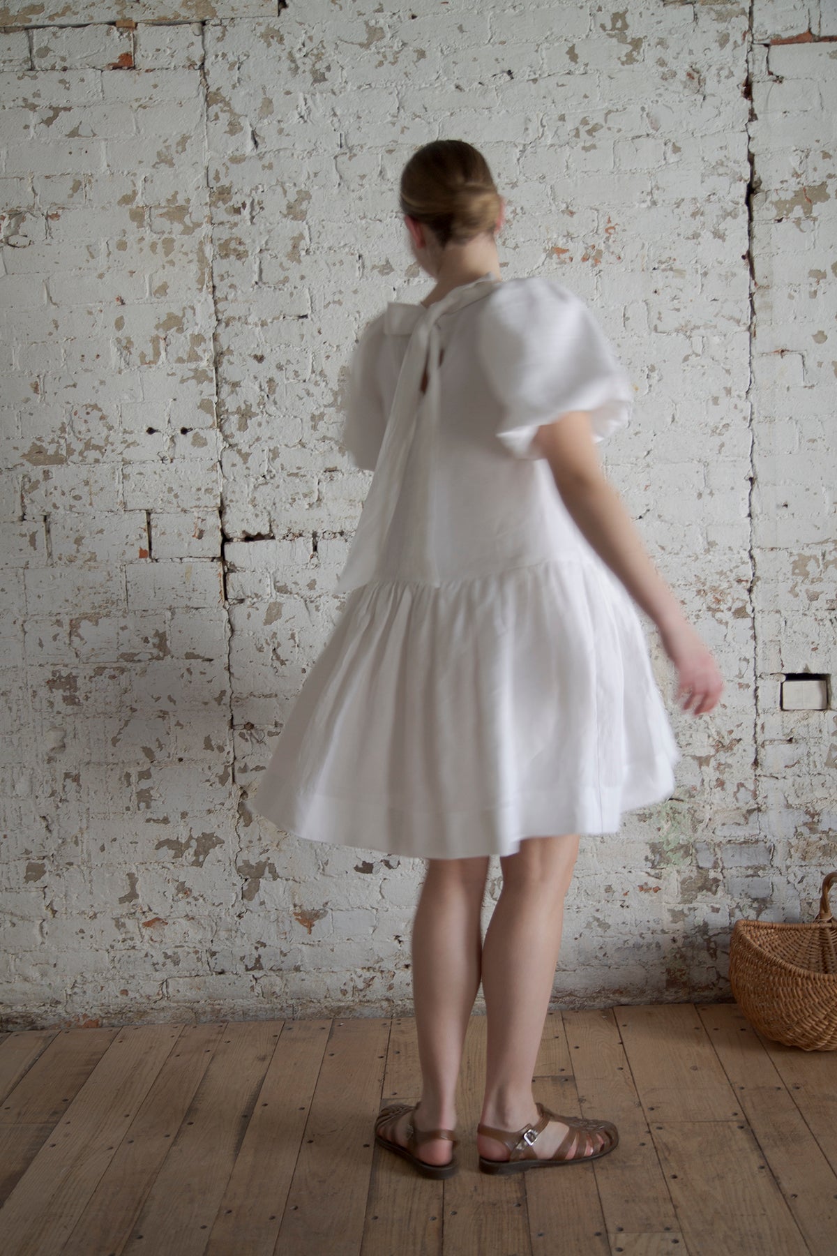 Puff Sleeve Linen Dress