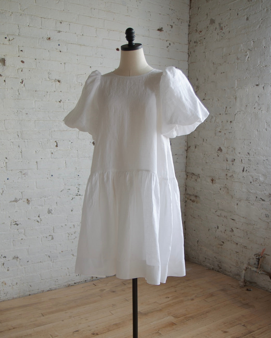 Puff Sleeve Linen Dress