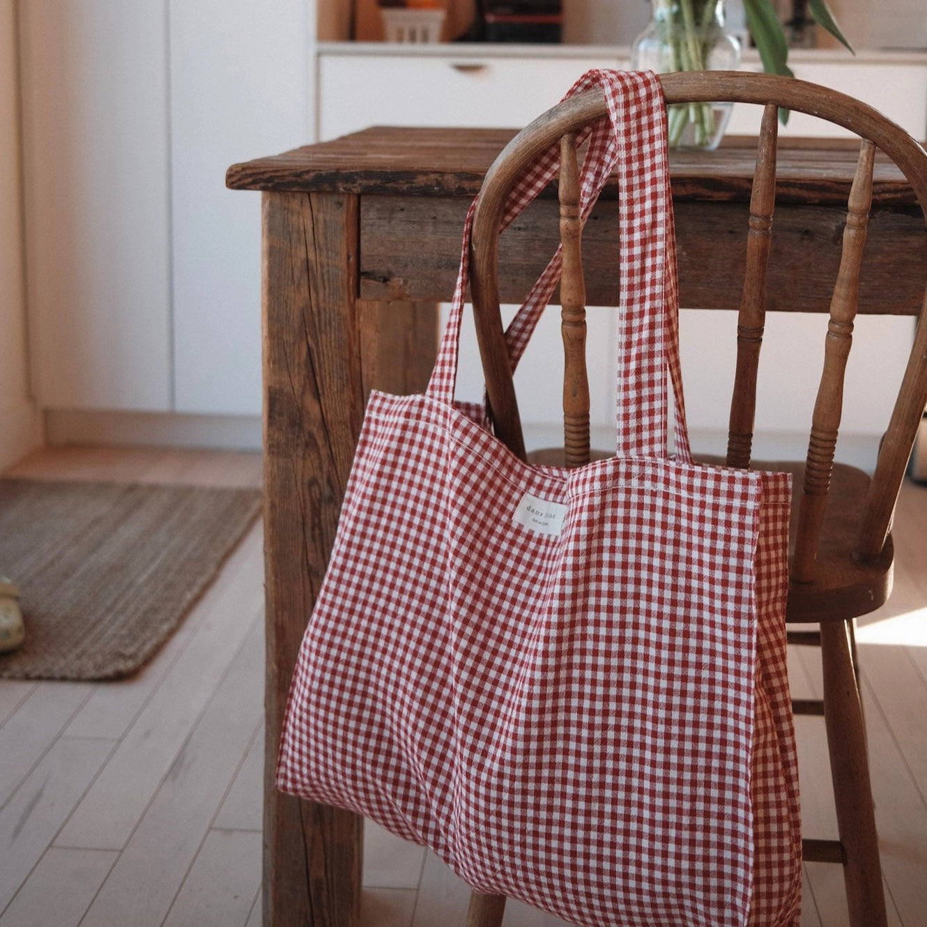 Organic Cotton Gingham Tote by Dans Le Sac