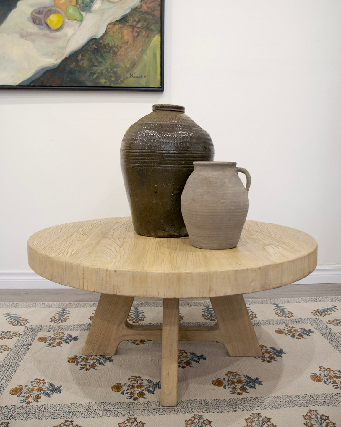 Round Natural Elmwood Coffee Table