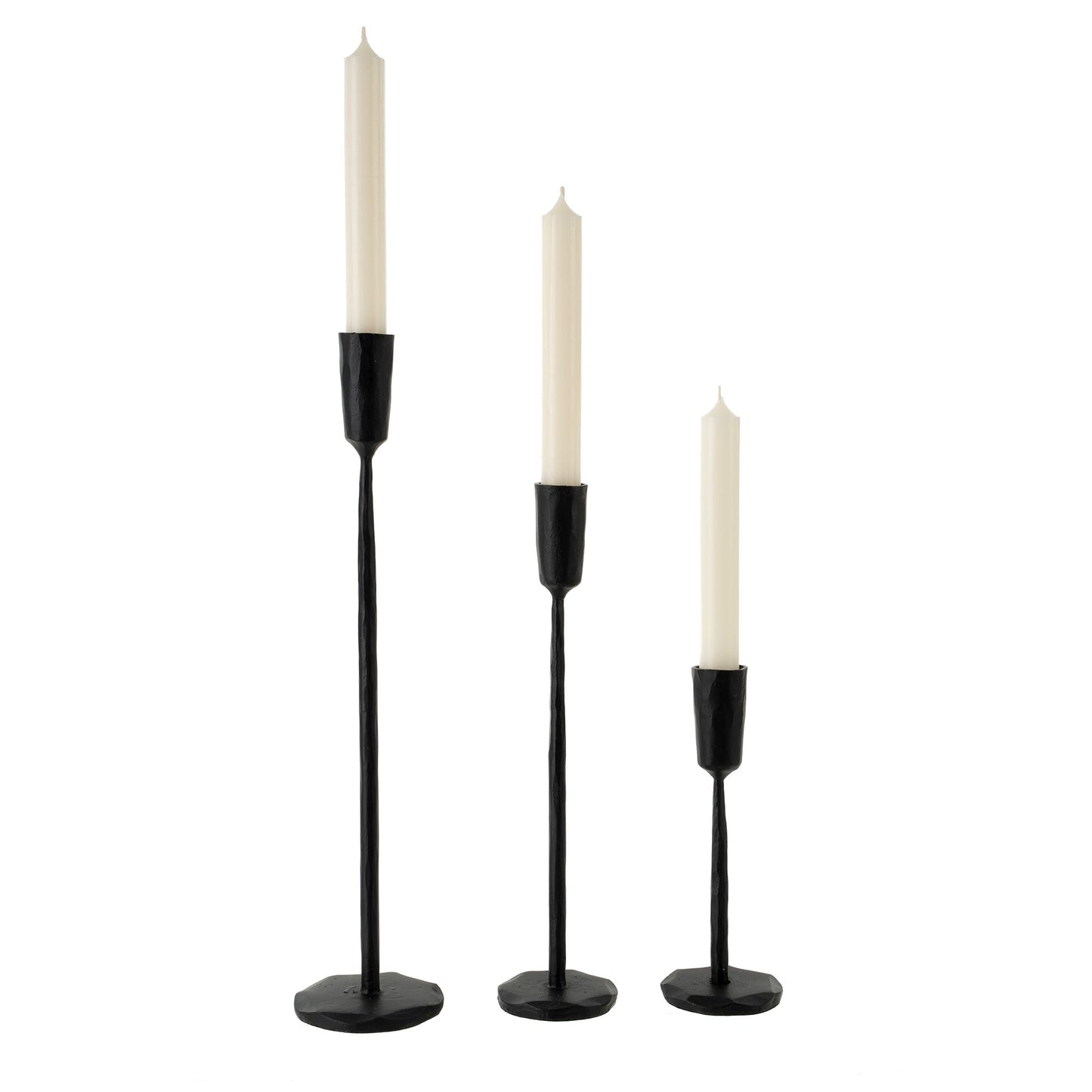 BLACK Forged Iron Candlestick