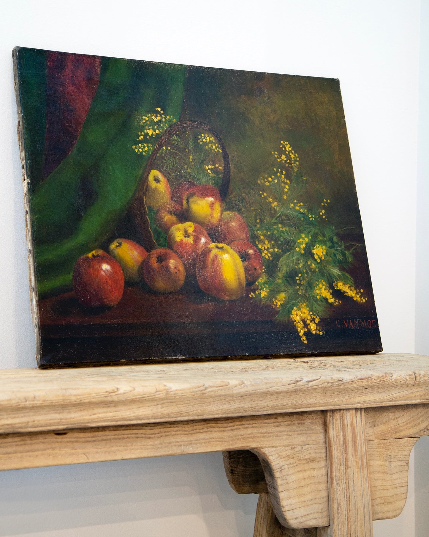 ‘Le Panier de Pommes’ French Antique Oil Painting