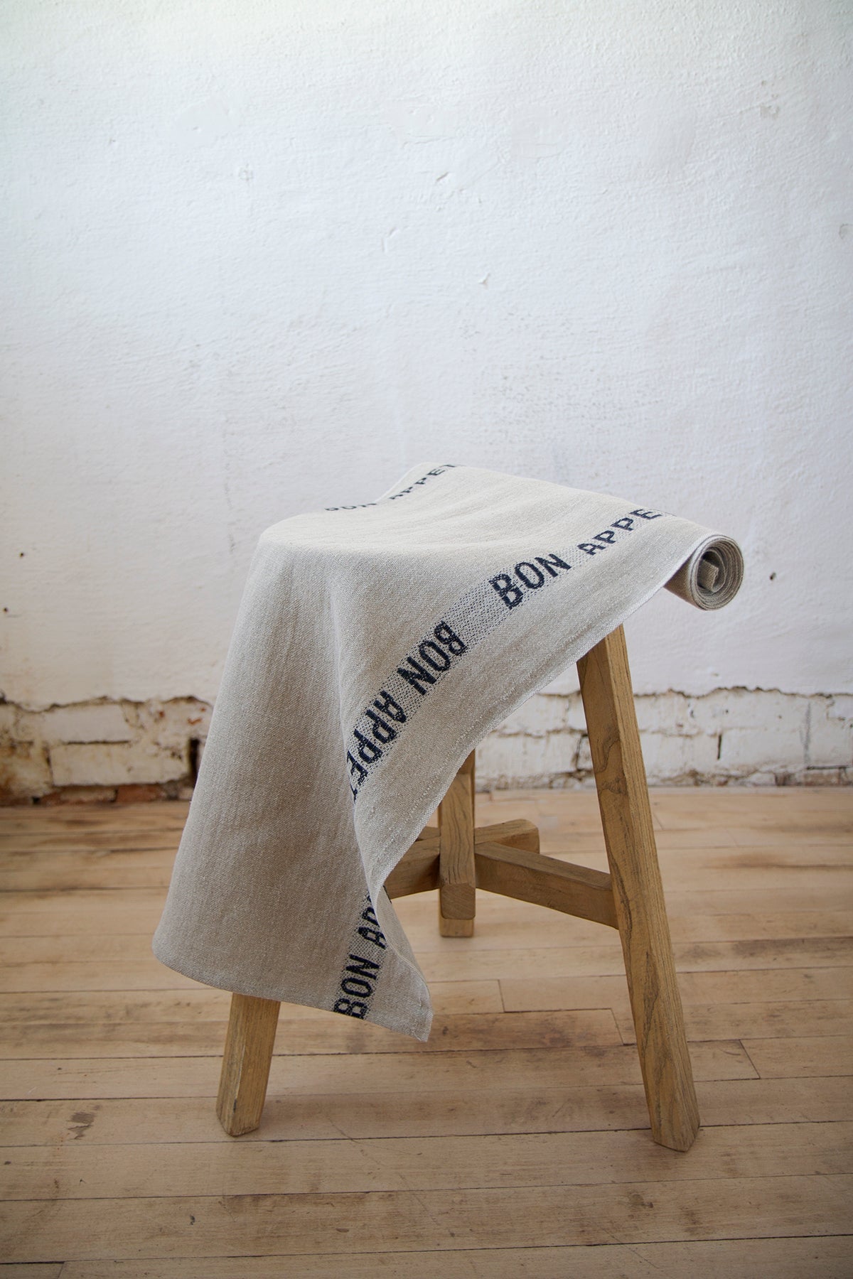 French Made Linen Table Runner 'Bon Appetit'