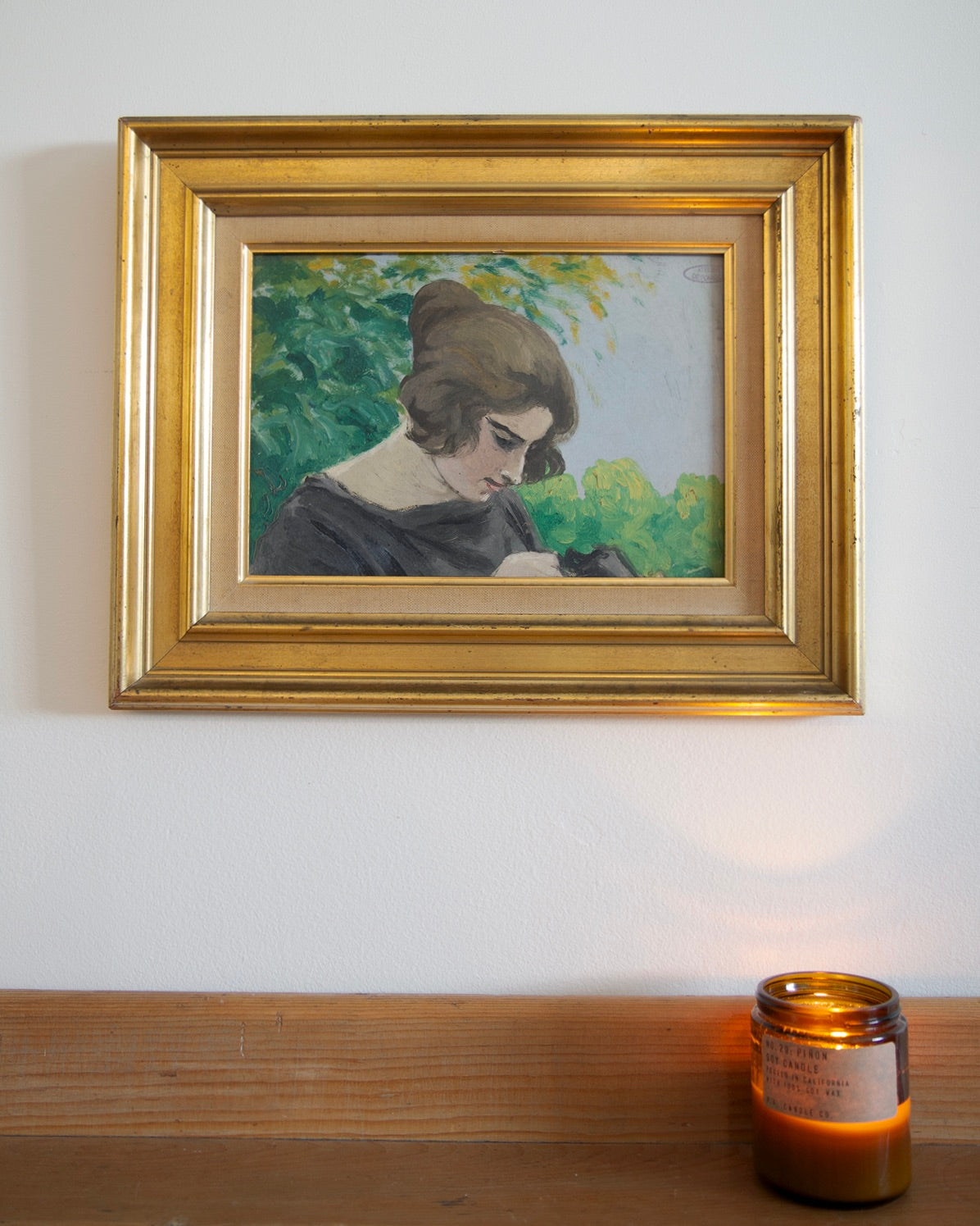 Portrait de Femme en Noir, Antique French Painting