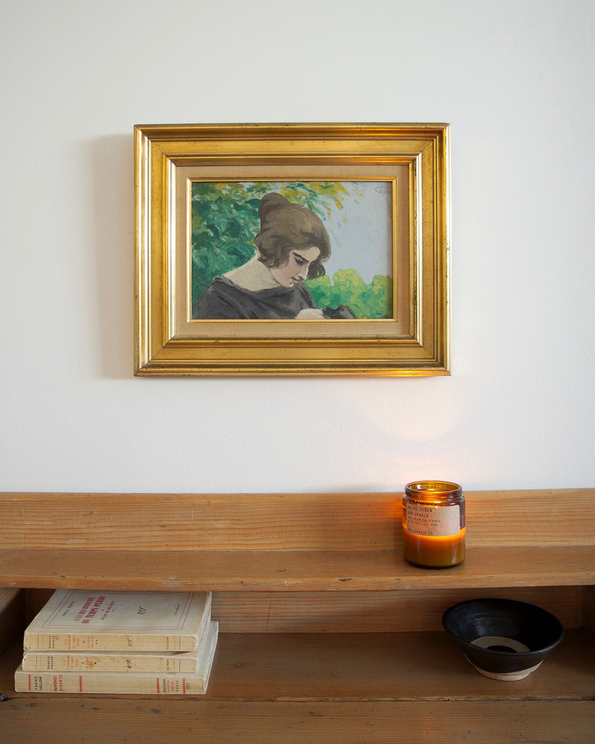 Portrait de Femme en Noir, Antique French Painting
