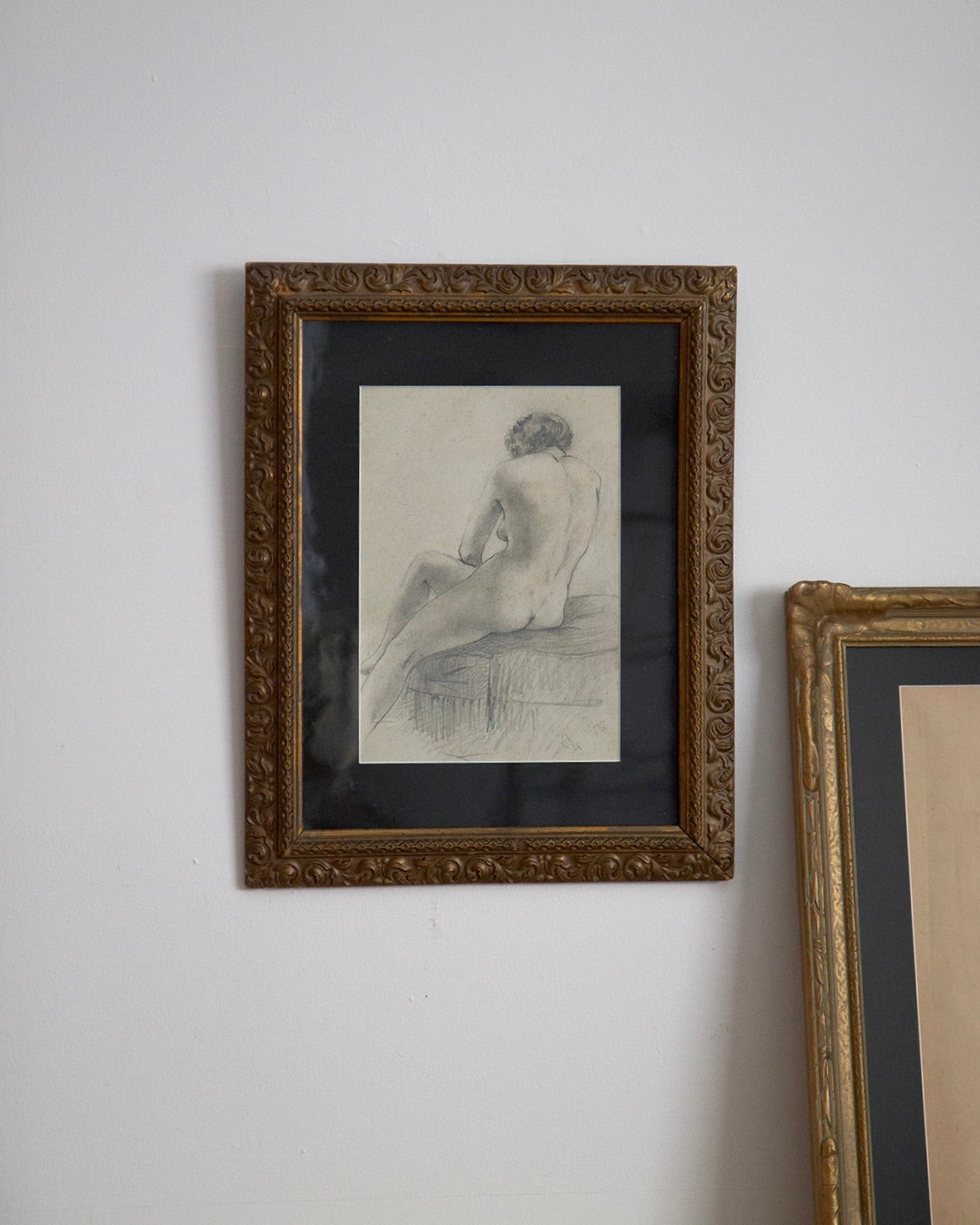 Vintage French Nude Study on Paper