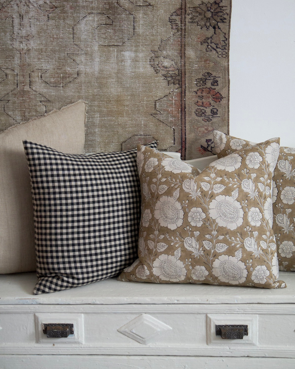 Linen Tawny Floral Pillow