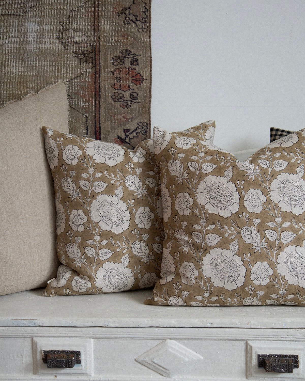 Linen Tawny Floral Pillow
