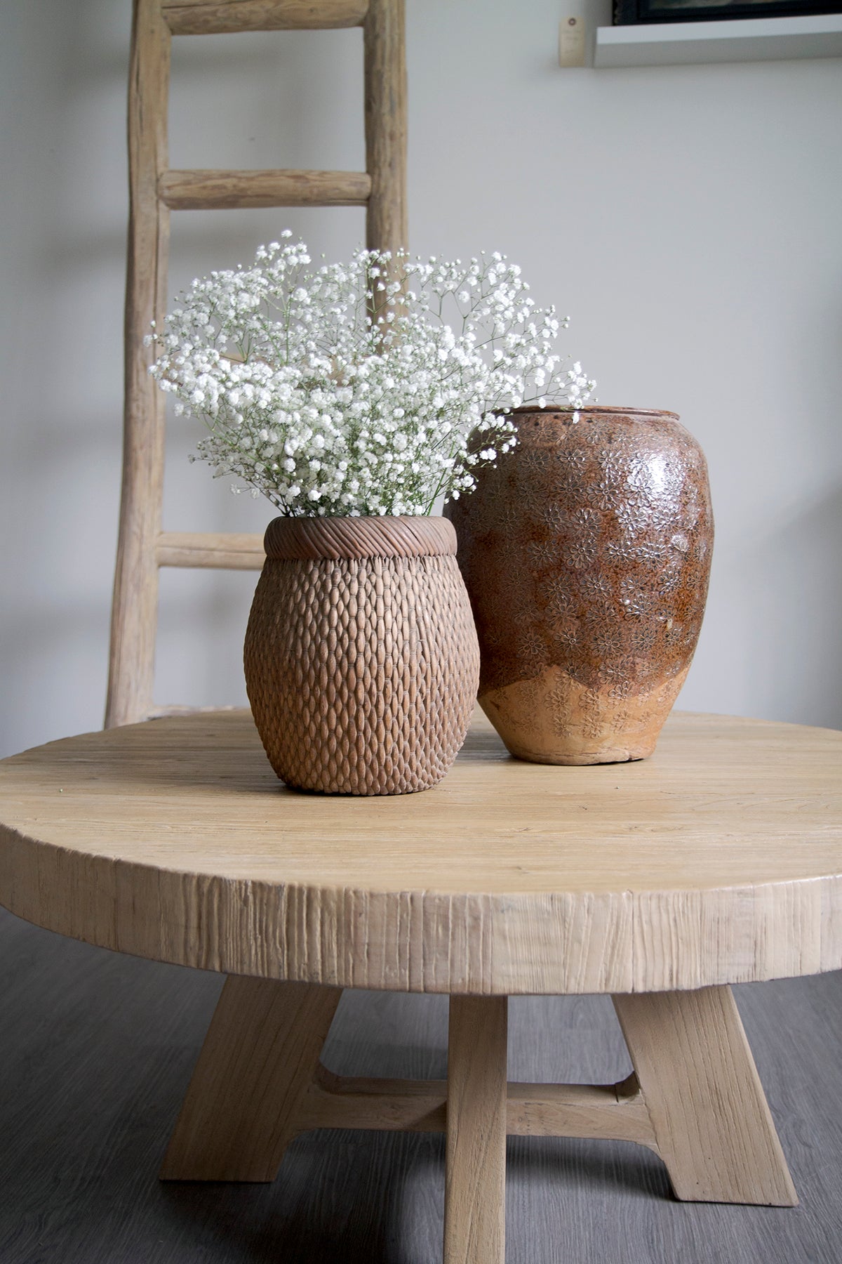 Round Natural Elmwood Coffee Table