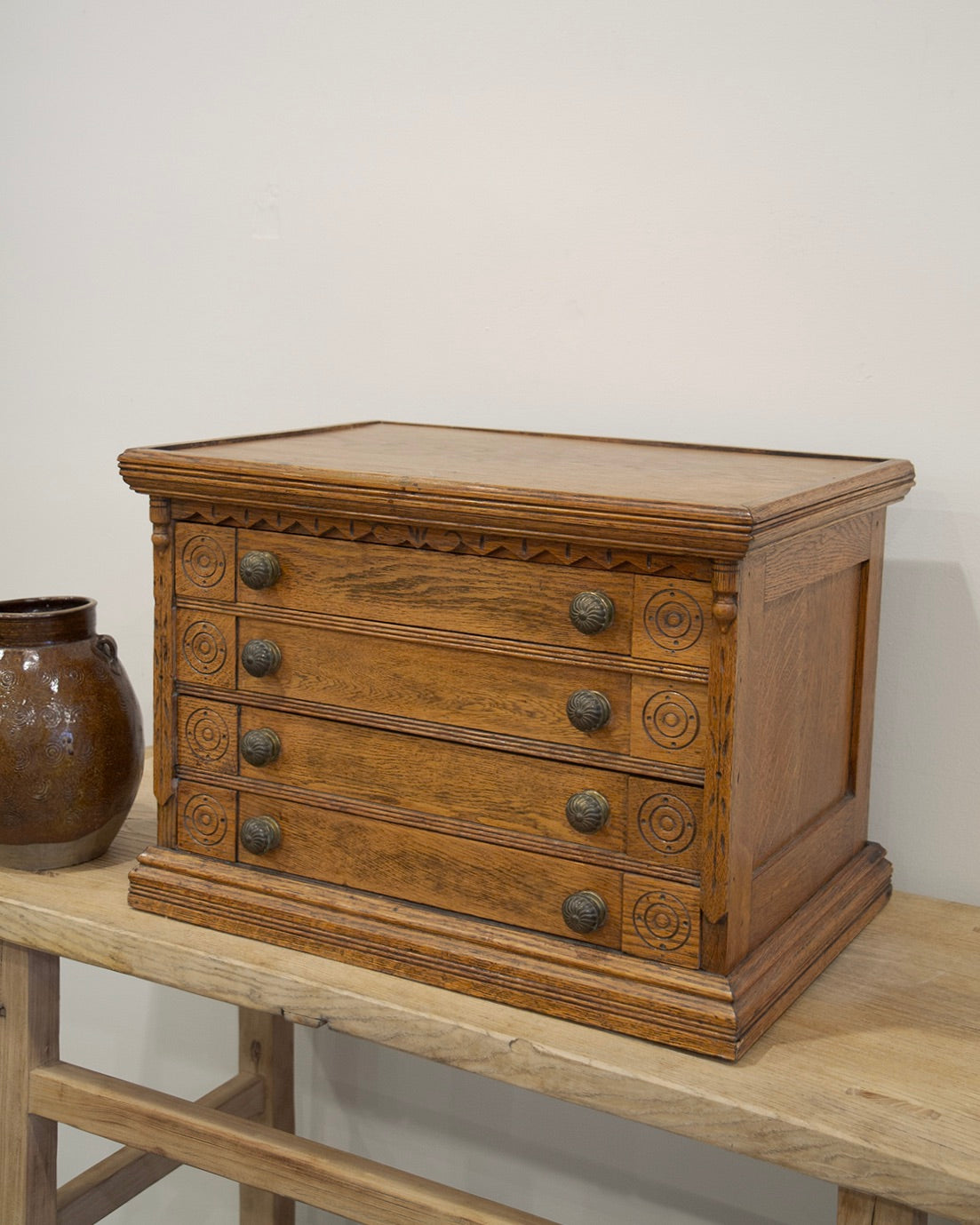 Antique Clark’s Oak Spool Cabinet