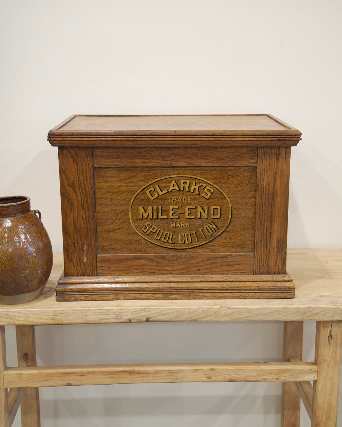 Antique Clark’s Oak Spool Cabinet