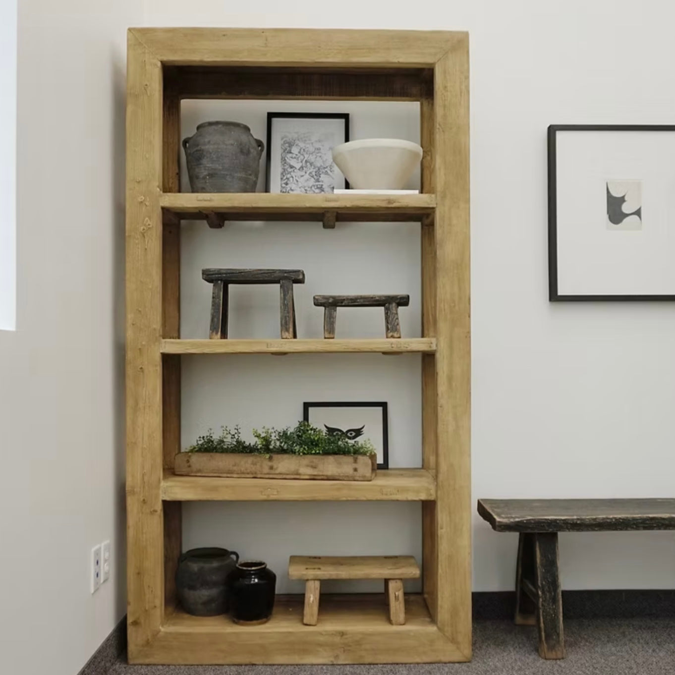 Weathered Black Vintage Display Stool