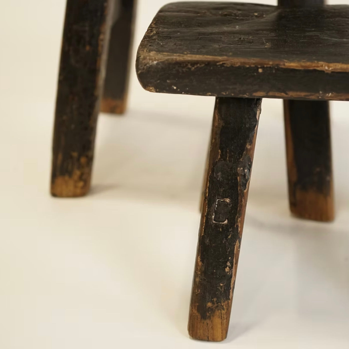 Weathered Black Vintage Display Stool