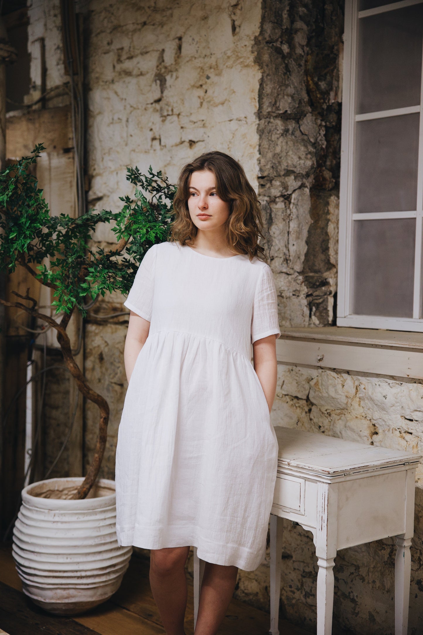 White Linen Dress