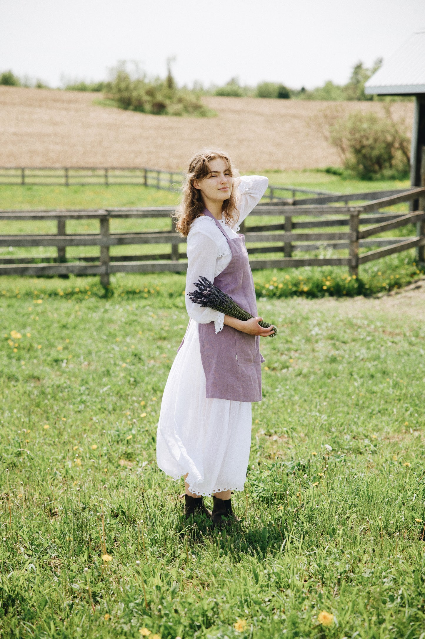 -25% SALE Lavender Linen Apron