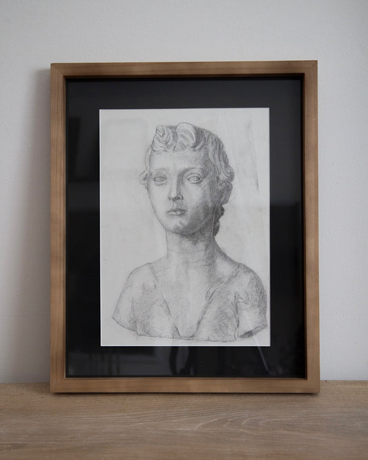 Vintage Charcoal on Paper Study of a Bust