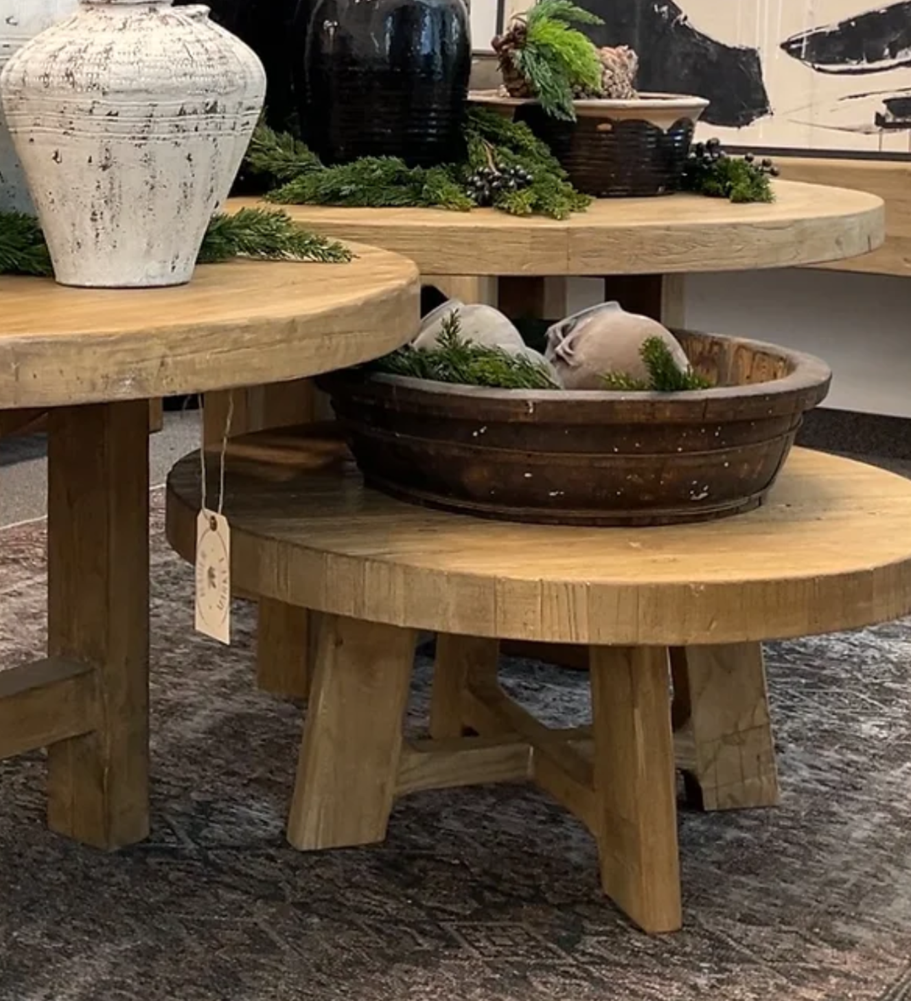 Round Natural Elmwood Coffee Table