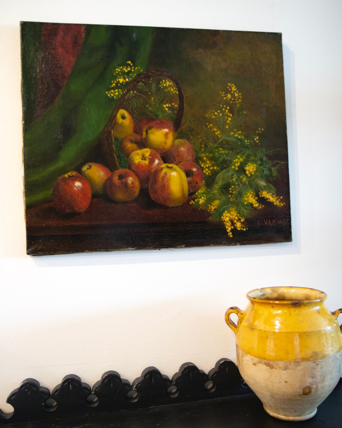 ‘Le Panier de Pommes’ Antique oil painting from France