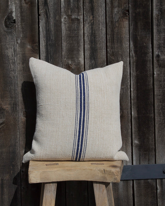 Vintage Grainsack Pillow Navy Stripe
