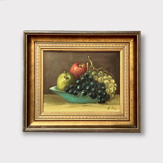 Still Life Fruit, Vintage Oil Painting