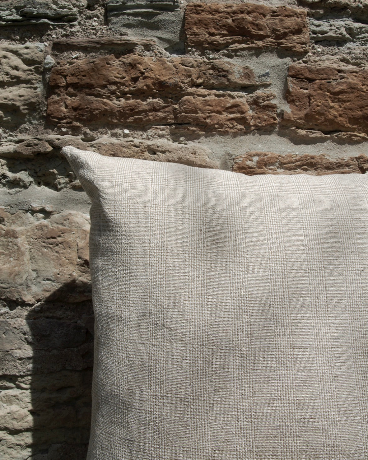 Natural Plaid Linen Pillow 22”
