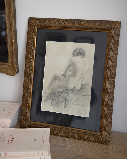 Vintage French Nude Study on Paper