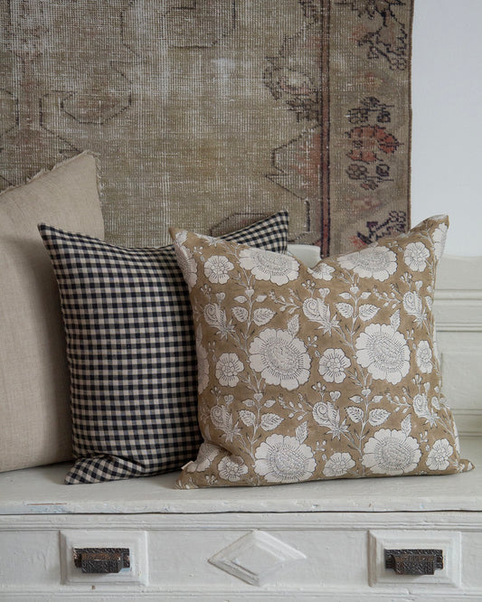 Linen Tawny Floral Pillow