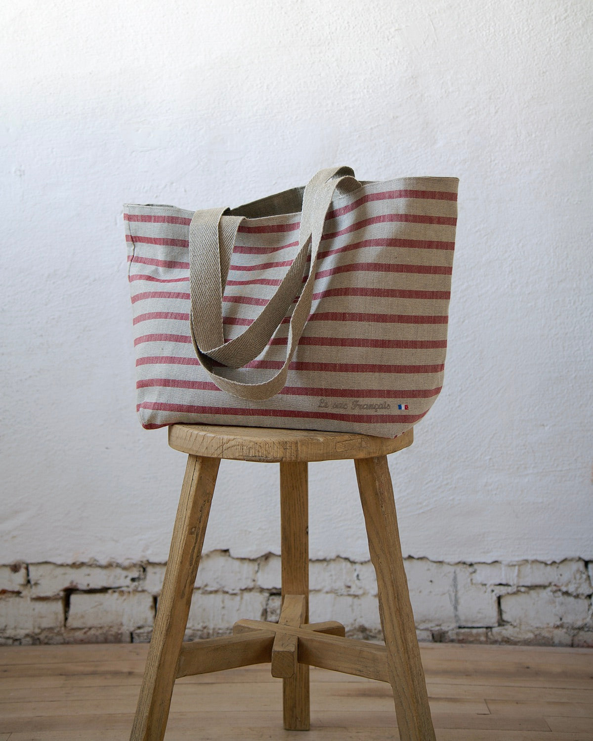 French Made Stripe Linen Tote - Reversible!