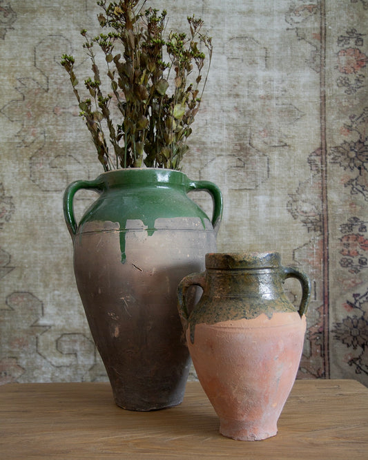 Large Antique Green Glaze Pot