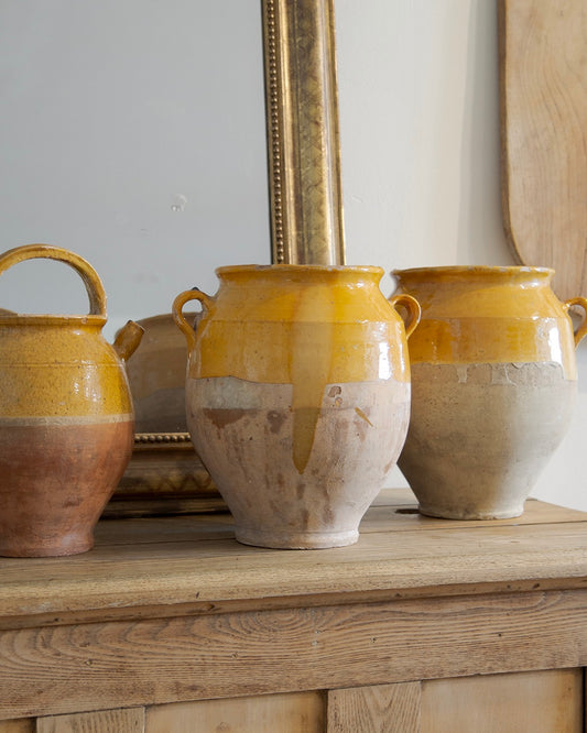 19th Century French Confit Pot with Yellow Glaze