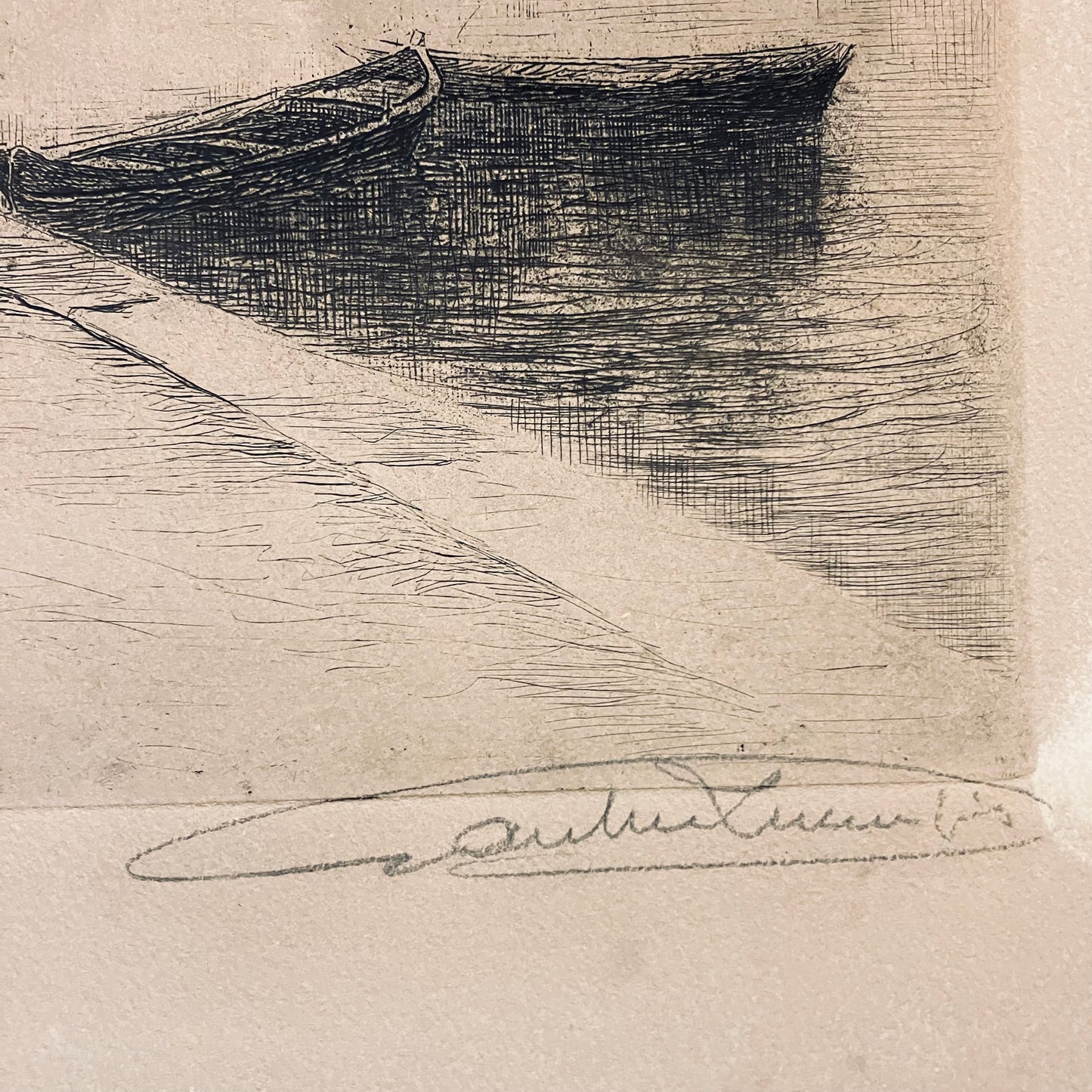 Pencil Signed Antique Etching, LUCIEN GAUTIER (1850-1925)