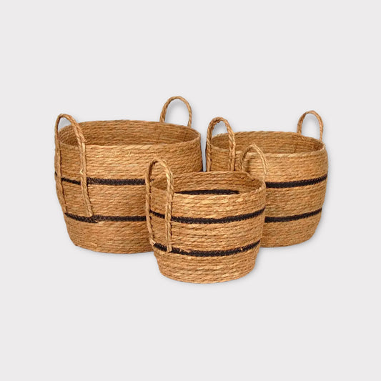 Striped Straw Baskets